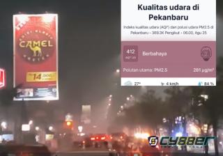 Usai Kunjungan Presiden, Kualitas Udara Pekanbaru Tembus Level Berbahaya Akibat Kabut Asap Karhutla